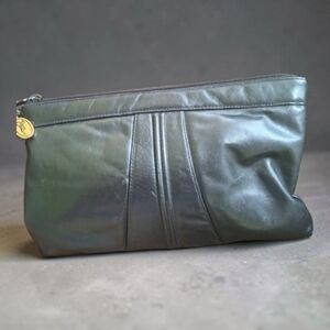 Etra Black Leather Clutch Wristlet
